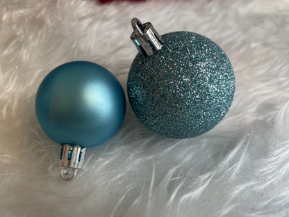 Set globuri de Craciun, 30 bucati, 3 modele, 4/5/6cm, albastru deschis