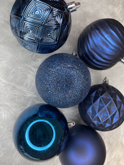 Set globuri de Craciun, 30 bucati, 6 modele, 8cm, albastru inchis