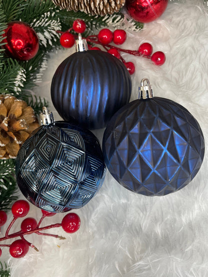 Set globuri de Craciun, 30 bucati, 6 modele, 8cm, albastru inchis