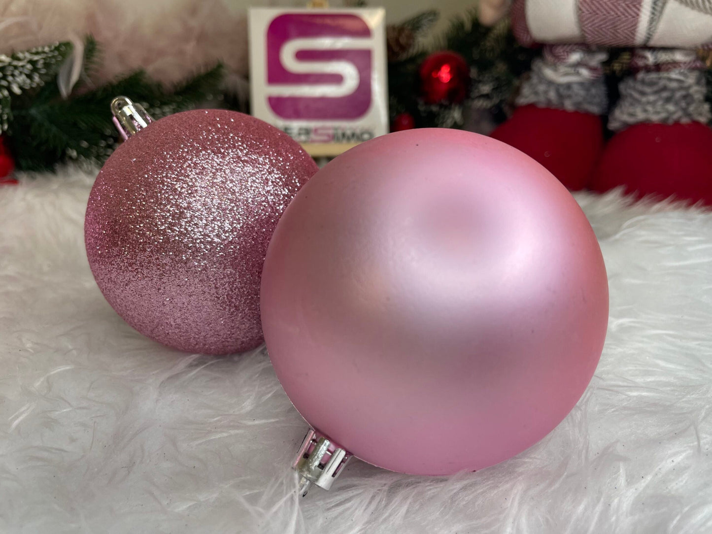 Set globuri de Craciun, 30 bucati, 6 modele, 8cm, roz