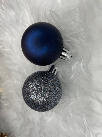 Set globuri de Craciun, 20 bucati, 3 modele, 4cm, albastru marin