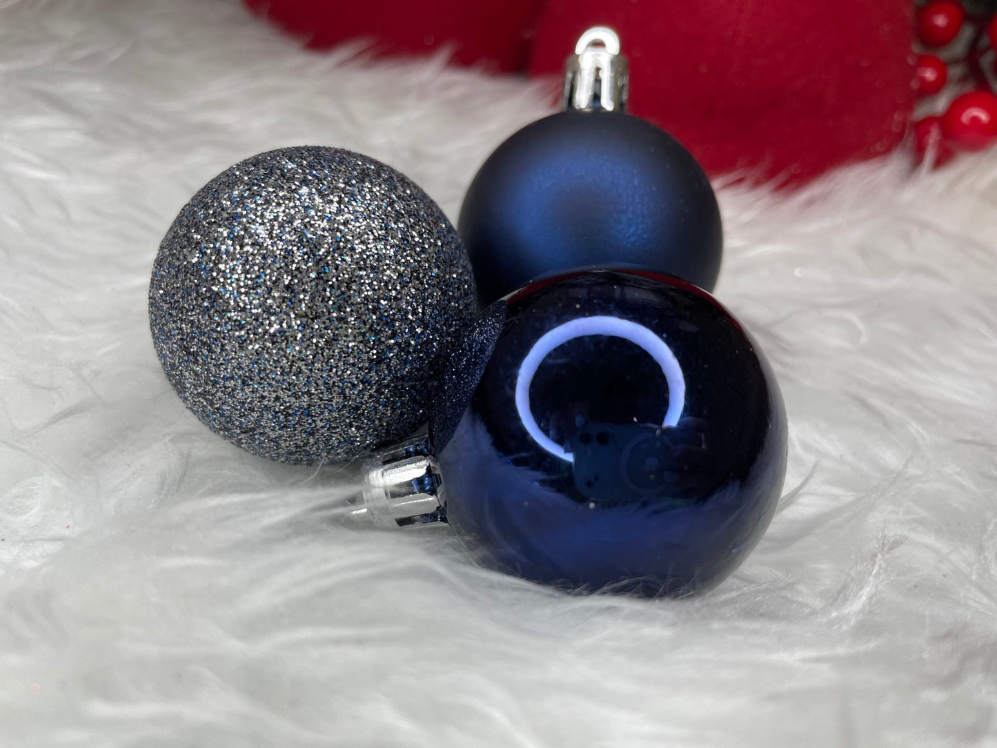 Set globuri de Craciun, 20 bucati, 3 modele, 4cm, albastru marin