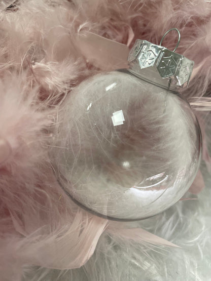 Set globuri de Craciun Inedit, 30 bucati, 7cm, transparente si alb