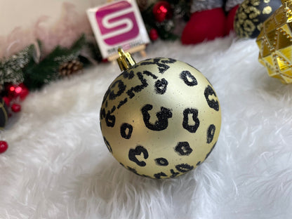 Set globuri de Craciun, 16 bucati, 8cm, 6 modele, negru auriu