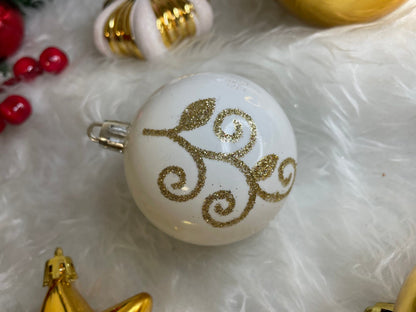 Set globuri si decoratiuni de Craciun, 155 piese, diverse dimensiuni, auriu