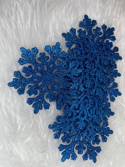 Decoratiune brad fulg de zapada, set 12 bucati, 10cm, albastru
