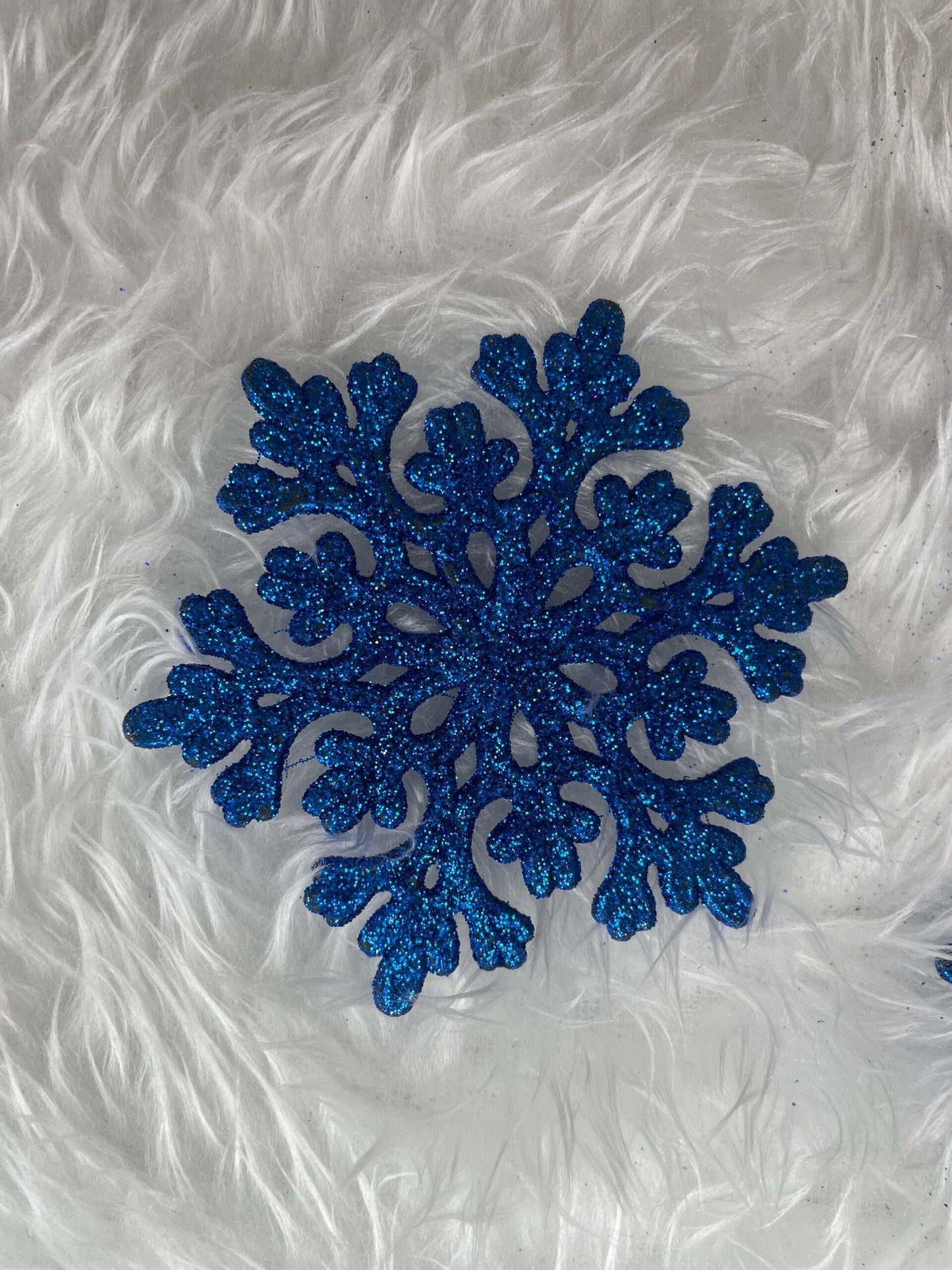 Decoratiune brad fulg de zapada, set 12 bucati, 10cm, albastru