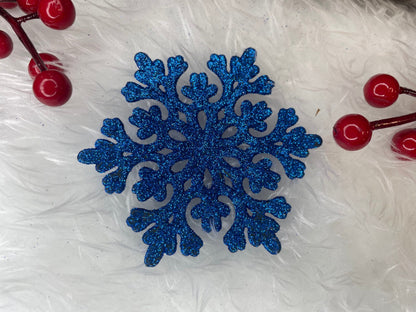 Decoratiune brad fulg de zapada, set 12 bucati, 10cm, albastru