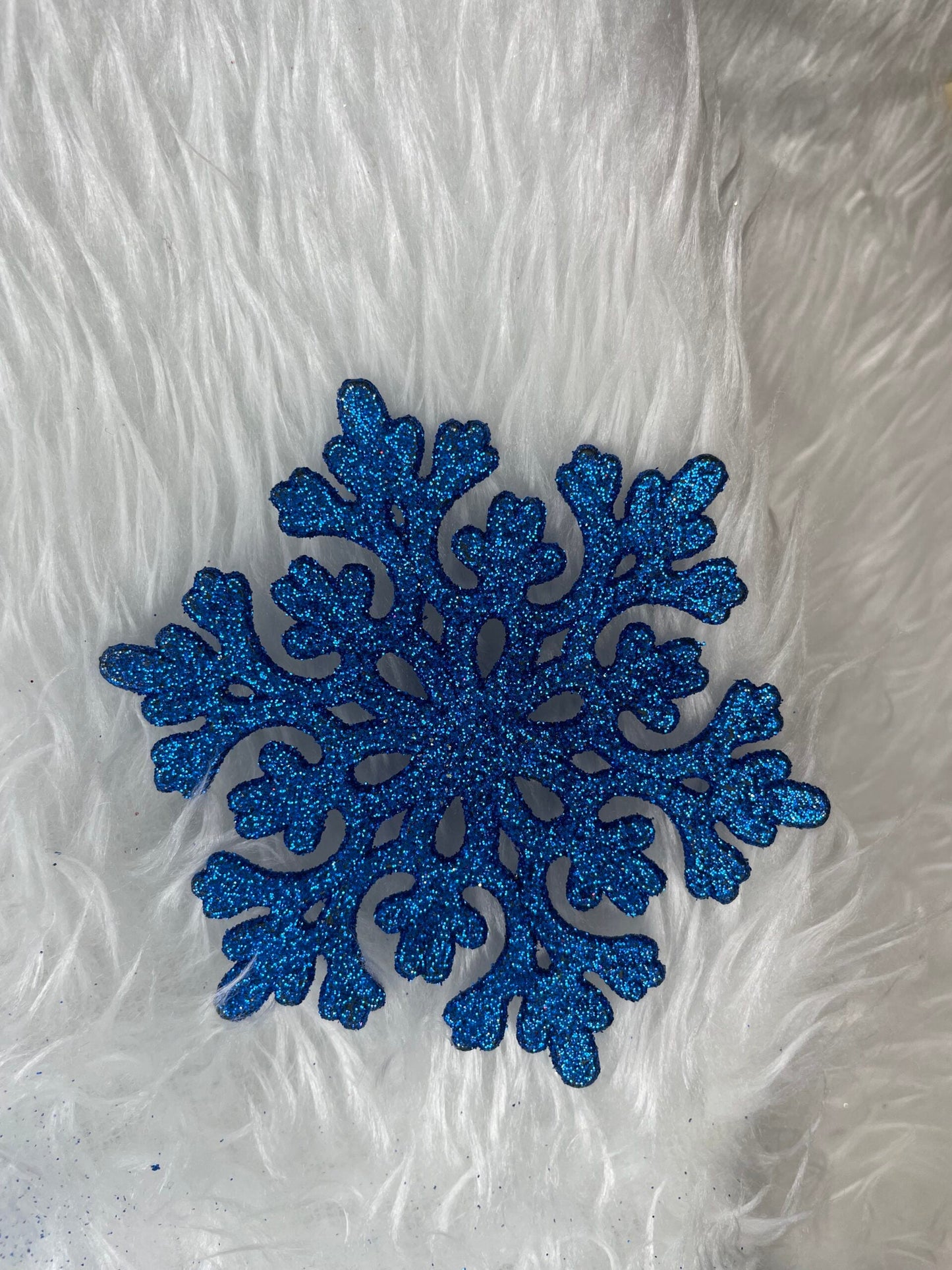 Decoratiune brad fulg de zapada, set 12 bucati, 10cm, albastru