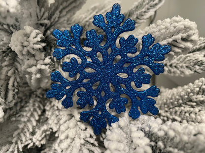 Decoratiune brad fulg de zapada, set 12 bucati, 10cm, albastru