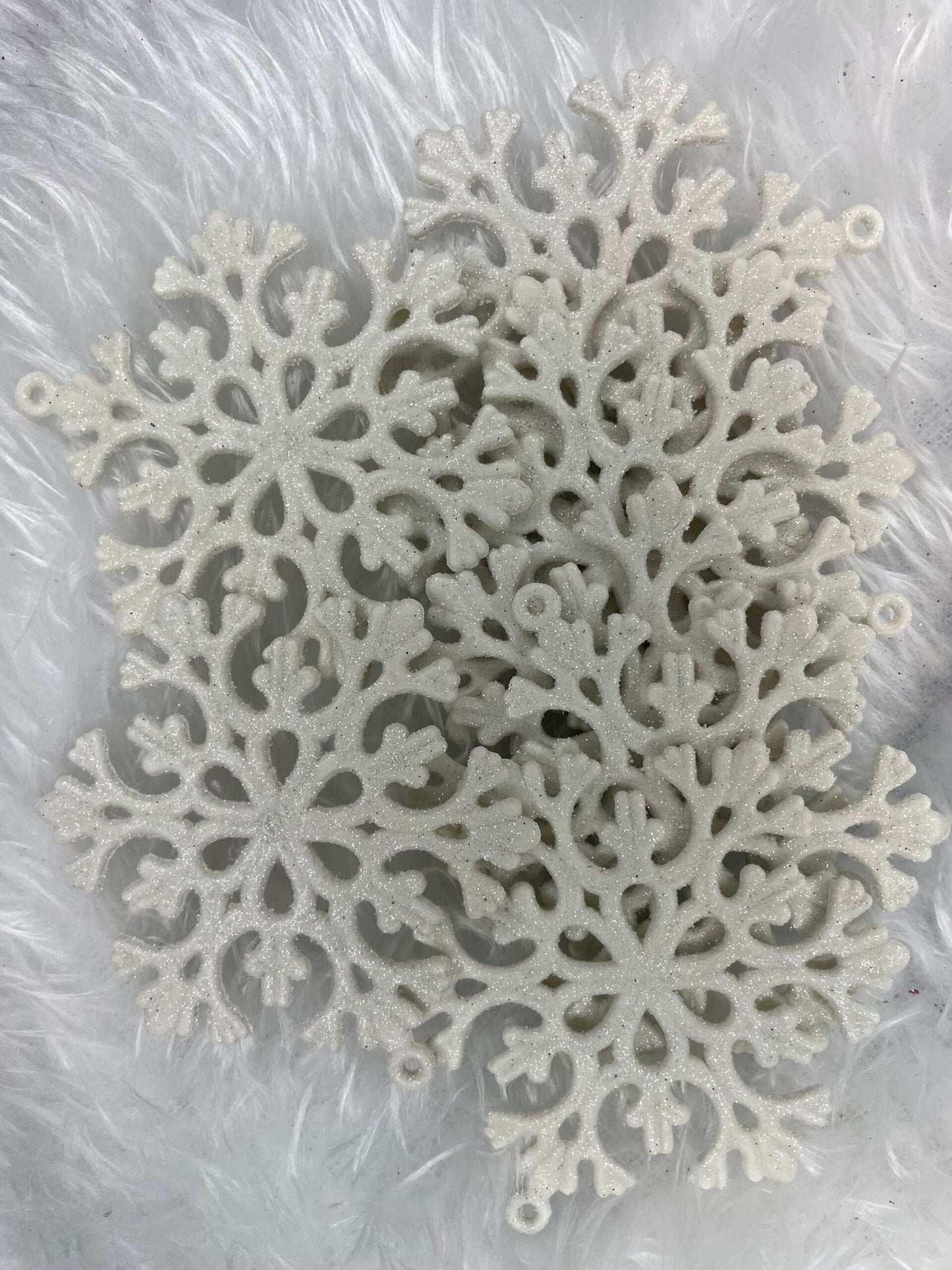 Decoratiune brad fulg de zapada, set 8 bucati, 8cm, alb