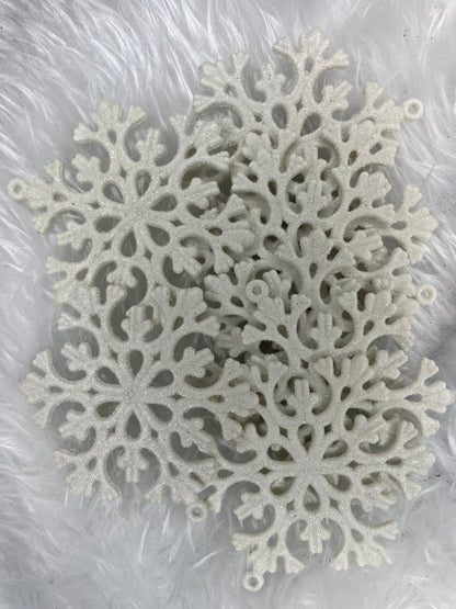 Decoratiune brad fulg de zapada, set 8 bucati, 8cm, alb