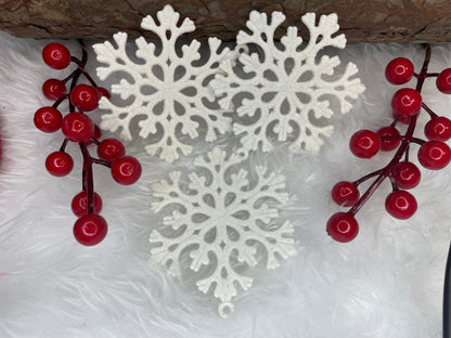 Decoratiune brad fulg de zapada, set 8 bucati, 8cm, alb