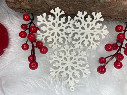 Decoratiune brad fulg de zapada, set 8 bucati, 8cm, alb