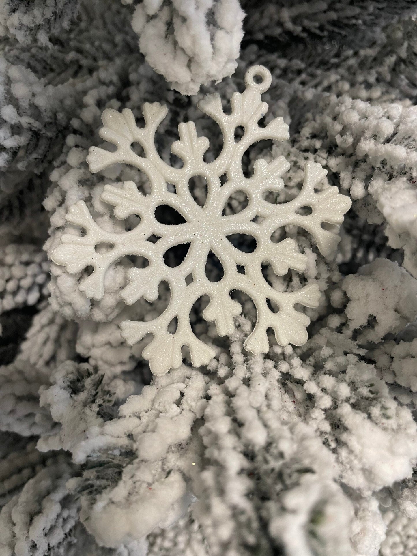 Decoratiune brad fulg de zapada, set 8 bucati, 8cm, alb