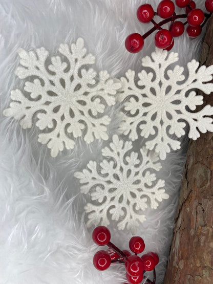 Decoratiune brad fulg de zapada, set 12 bucati, 9-10cm, alb