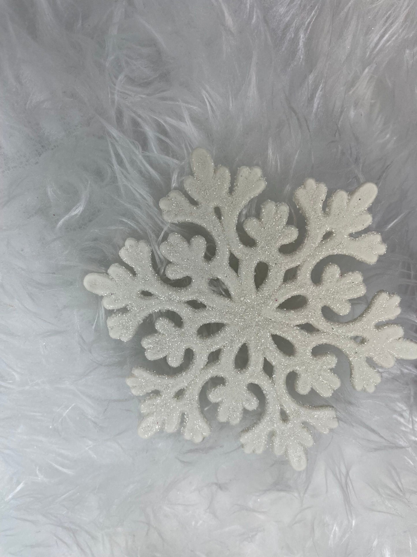 Decoratiune brad fulg de zapada, set 12 bucati, 9-10cm, alb