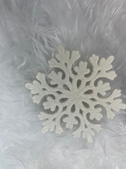 Decoratiune brad fulg de zapada, set 12 bucati, 9-10cm, alb