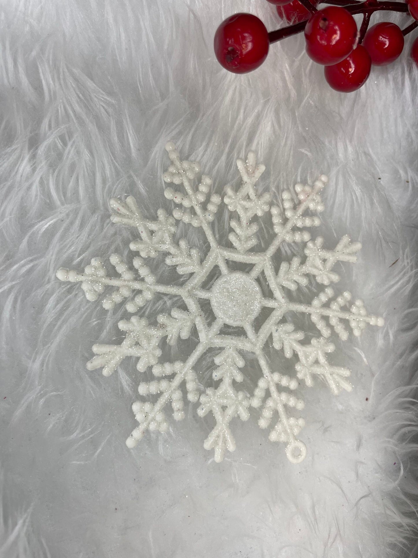 Decoratiune brad fulg de zapada, set 12 bucati, 9-10cm, alb