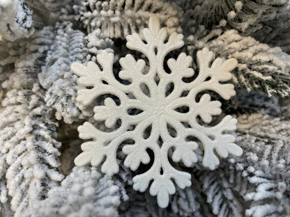 Decoratiune brad fulg de zapada, set 12 bucati, 9-10cm, alb