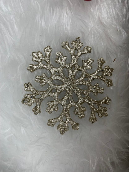 Decoratiune brad fulg de zapada, set 8 bucati, 8cm, auriu