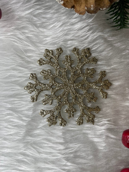 Decoratiune brad fulg de zapada, set 8 bucati, 8cm, auriu