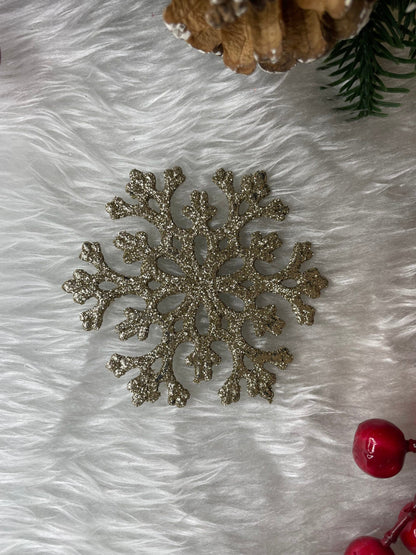 Decoratiune brad fulg de zapada, set 8 bucati, 8cm, auriu