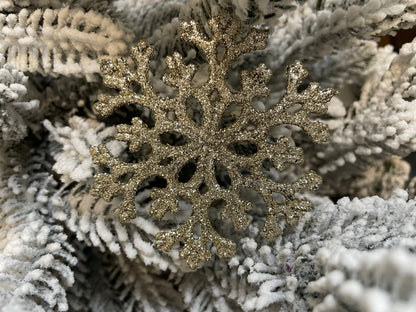 Decoratiune brad fulg de zapada, set 8 bucati, 8cm, auriu