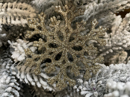 Decoratiune brad fulg de zapada, set 8 bucati, 8cm, auriu