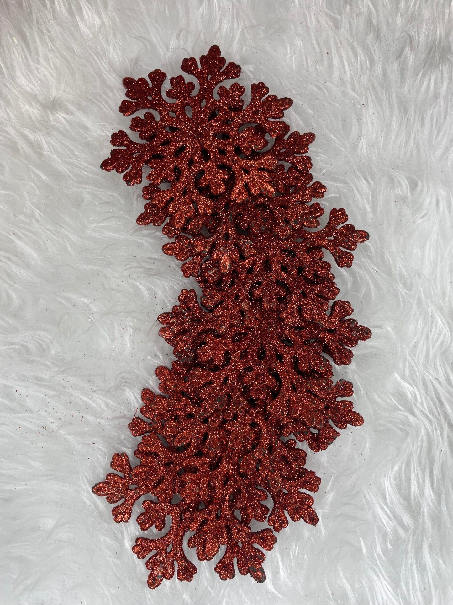 Decoratiune brad fulg de zapada, set 8 bucati, 8cm, rosu