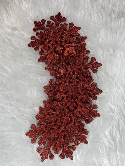 Decoratiune brad fulg de zapada, set 8 bucati, 8cm, rosu