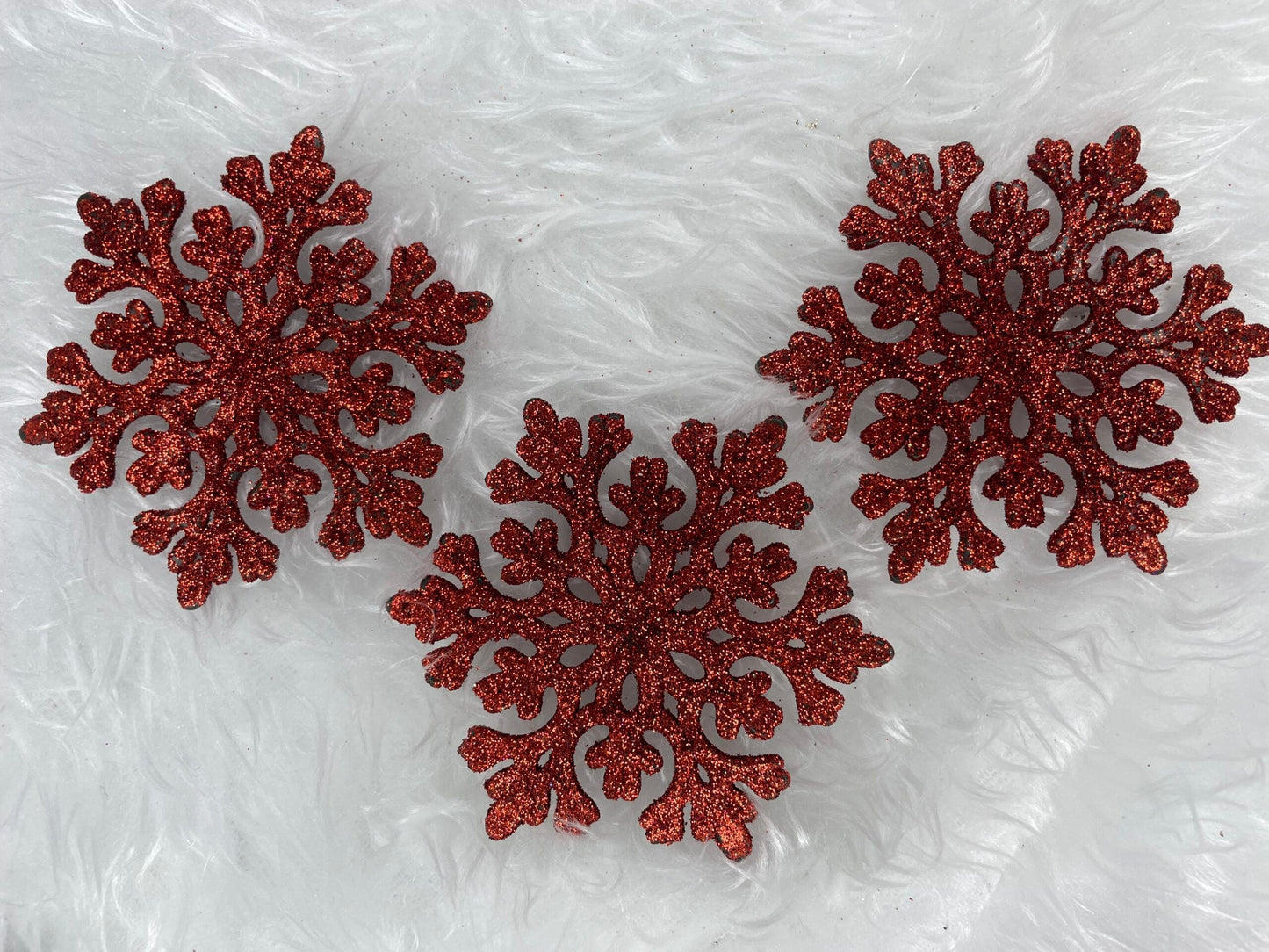 Decoratiune brad fulg de zapada, set 8 bucati, 8cm, rosu