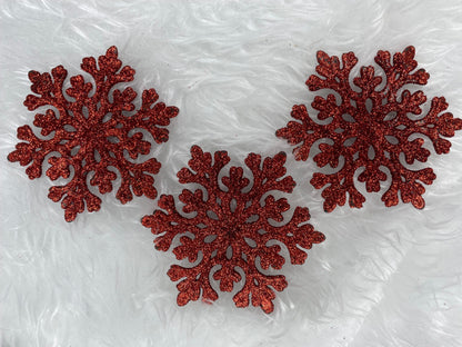 Decoratiune brad fulg de zapada, set 8 bucati, 8cm, rosu