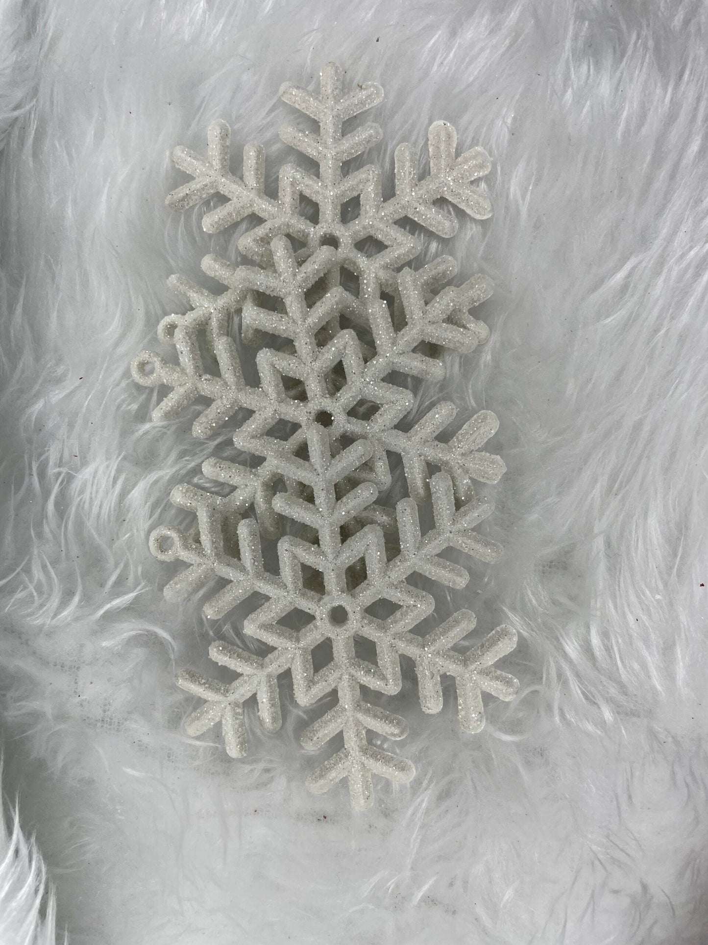 Decoratiune brad fulg de zapada, set 3 bucati, 8cm, alb