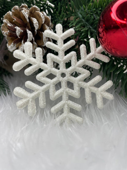 Decoratiune brad fulg de zapada, set 3 bucati, 8cm, alb