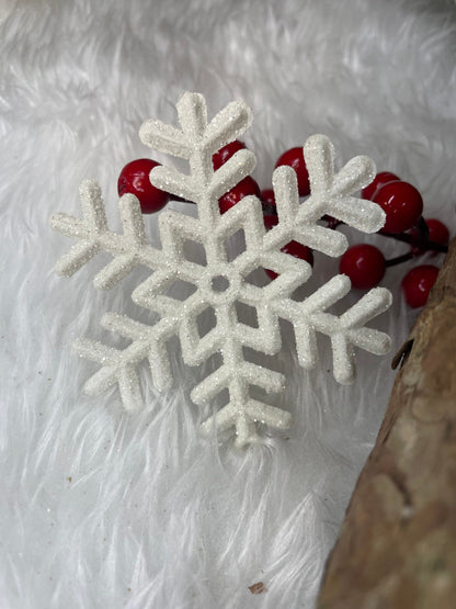 Decoratiune brad fulg de zapada, set 3 bucati, 8cm, alb