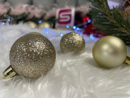 Set globuri de Craciun, 30 bucati, 3 modele, 4/5/6cm, auriu