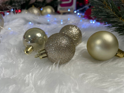 Set globuri de Craciun, 30 bucati, 3 modele, 4/5/6cm, auriu