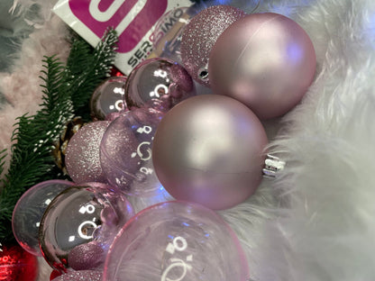 Set globuri de Craciun, 100 bucati, 6cm, roz