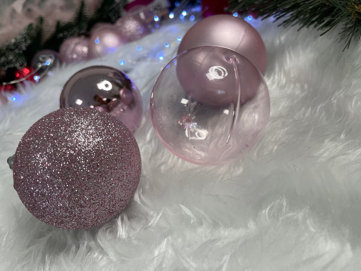 Set globuri de Craciun, 100 bucati, 6cm, roz