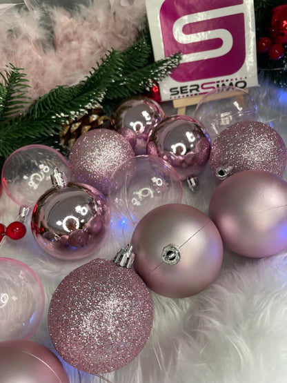 Set globuri de Craciun, 100 bucati, 6cm, roz