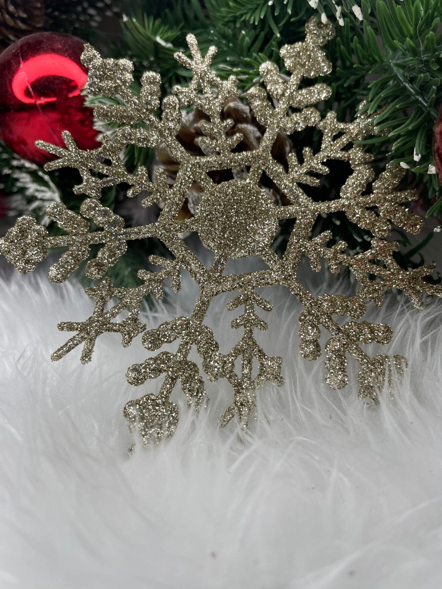 Decoratiune brad fulg de zapada, set 3 bucati, 12cm, auriu