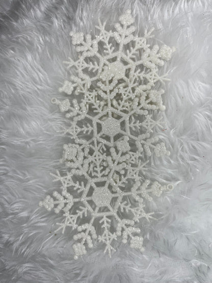 Decoratiune brad fulg de zapada, set 3 bucati, 12cm, alb