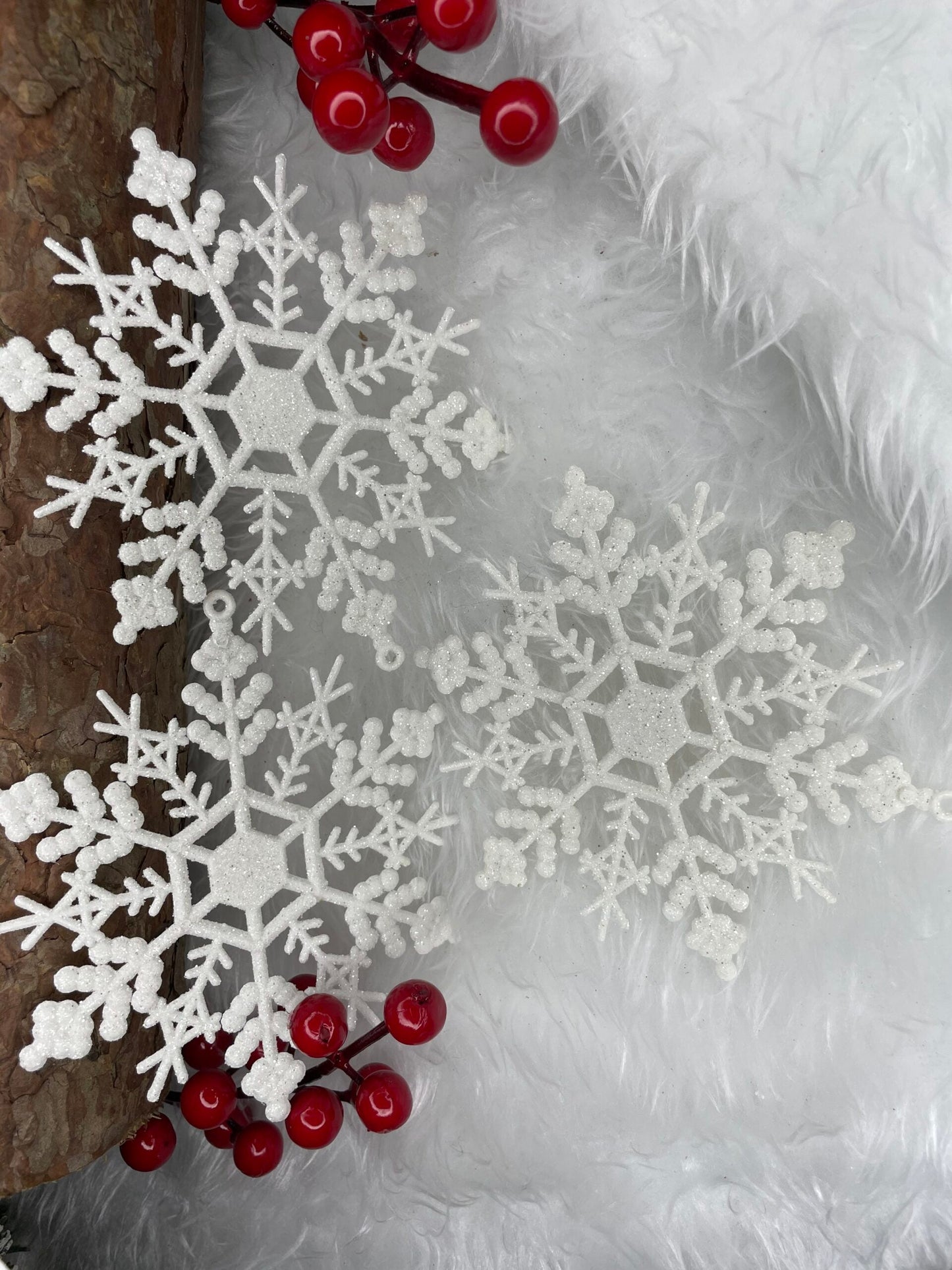 Decoratiune brad fulg de zapada, set 3 bucati, 12cm, alb