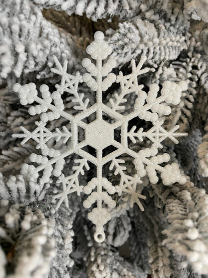 Decoratiune brad fulg de zapada, set 3 bucati, 12cm, alb