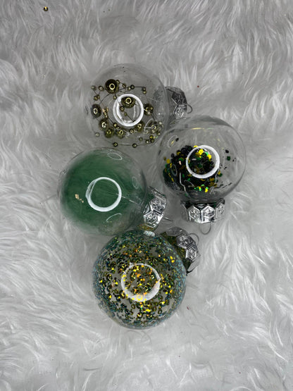 Set globuri de Craciun Inedit, 24 bucati, 5cm, transparente si verde