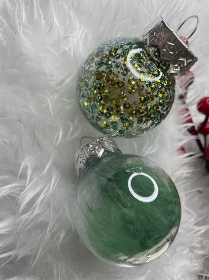 Set globuri de Craciun Inedit, 24 bucati, 5cm, transparente si verde