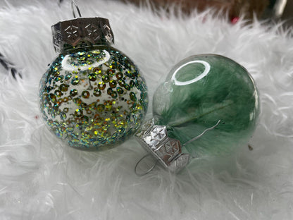 Set globuri de Craciun Inedit, 24 bucati, 5cm, transparente si verde