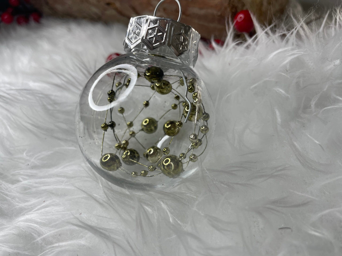 Set globuri de Craciun Inedit, 24 bucati, 5cm, transparente si verde