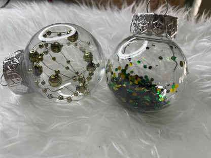 Set globuri de Craciun Inedit, 24 bucati, 5cm, transparente si verde